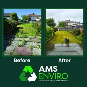 before and after of a garden cutback