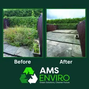 before and after of a garden cutback