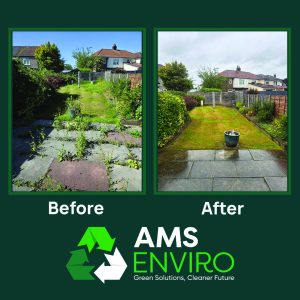 before and after of a garden cutback