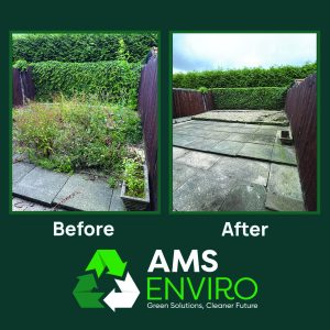 before and after of a garden cutback